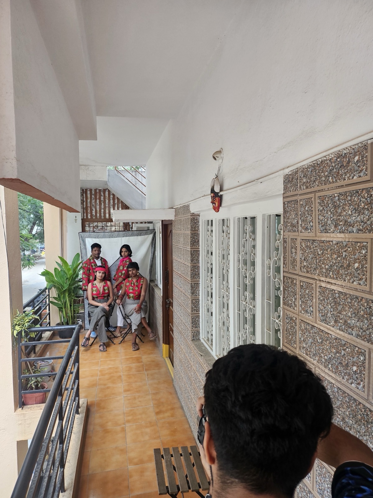 Behind the scenes: the corridor set seen from the far end